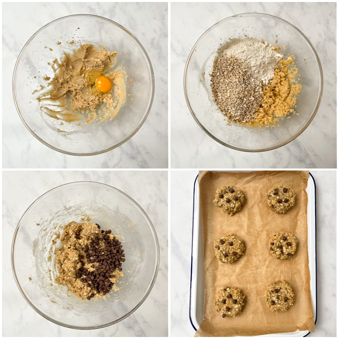 collage showing the stages of making the cookies